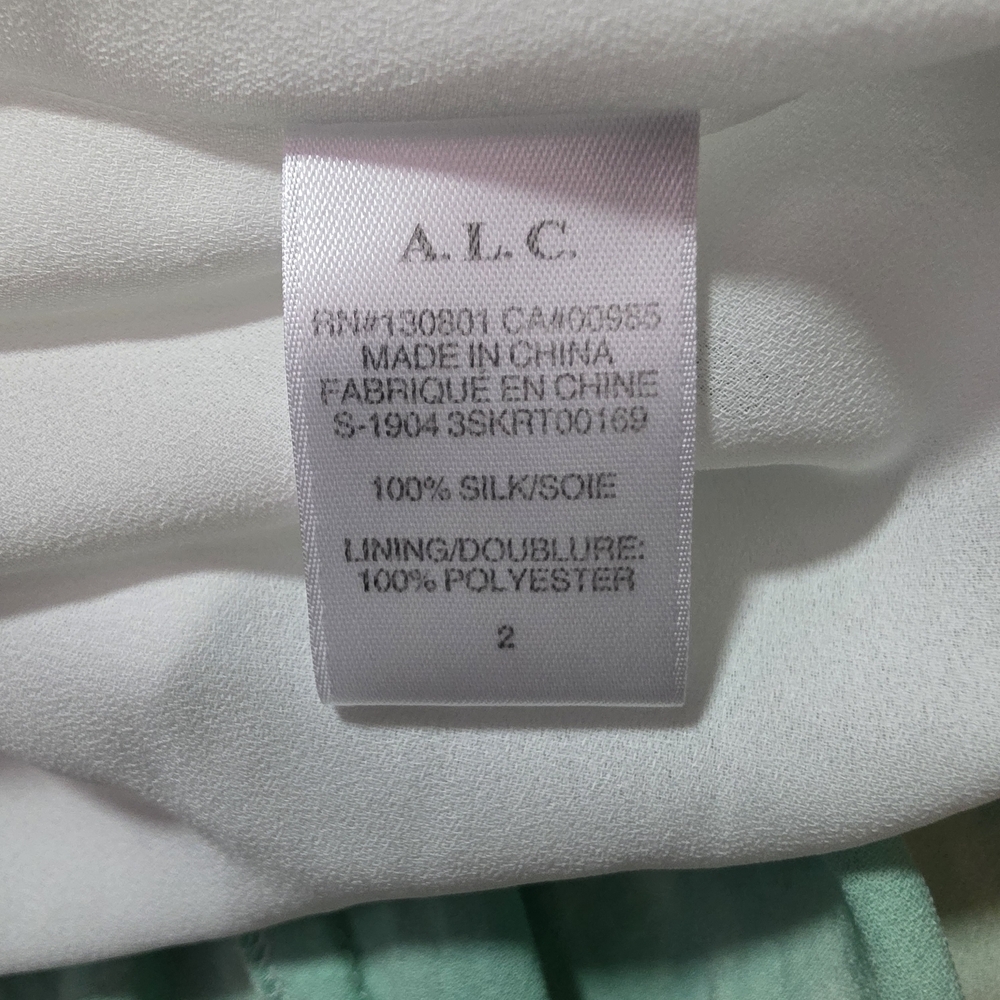 A.L.C. 100% Silk Boho Maxi Skirt  Tie Dye Ombre Tiered Flowy Lined Womens Sz 2 - Picture 9 of 12